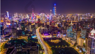 上海城市夜景航拍延时