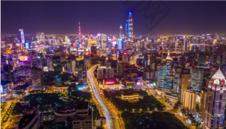 上海城市夜景航拍延时