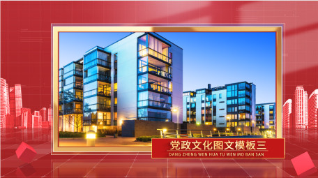 简洁红金党政图文展示AE模板