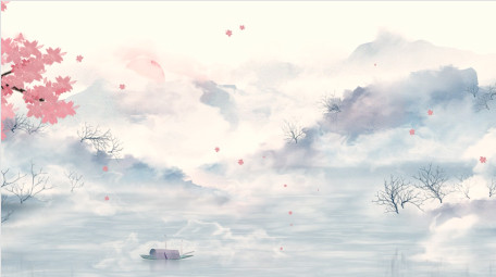 古风山河水墨晕染效果背景视频