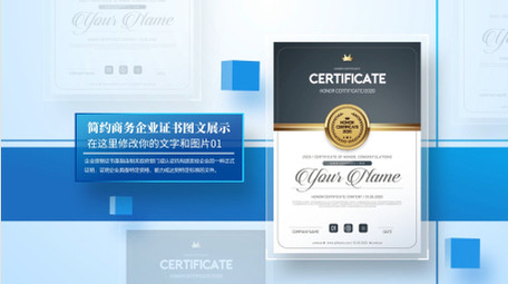 简约商务企业证书展示AE模板