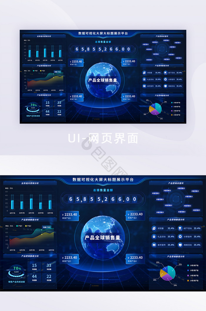 销售数据可视化深色科技大屏系统