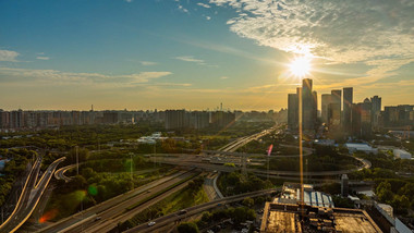 北京地标建筑丽泽桥车流延时实拍