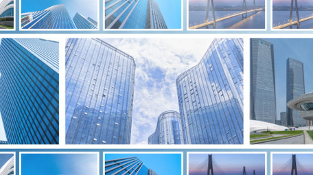 创意蓝色照片滚动片头pr模板