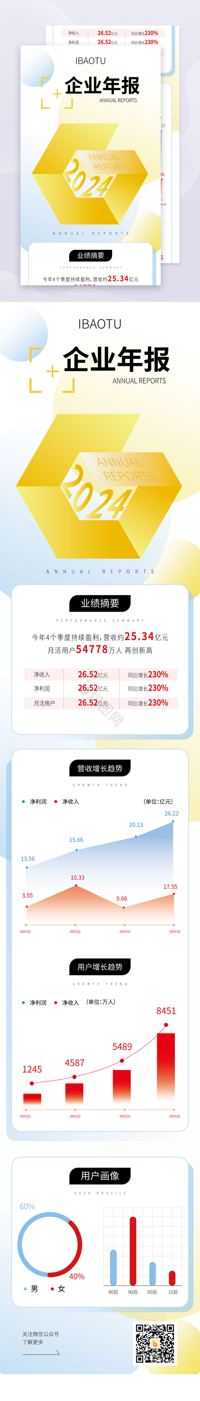 2025新年简约商务企业年终年报h5长图