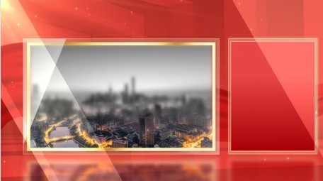 玻璃切割效果党政图文PR模板