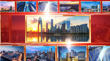 企业发展史光线照片墙AE模板