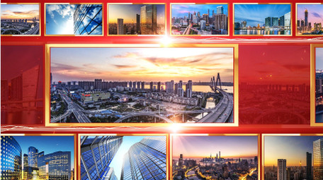 企业发展史光线照片墙AE模板