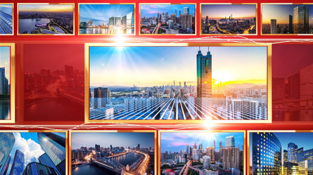 企业发展史光线照片墙AE模板