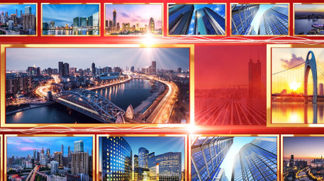 企业发展史光线照片墙AE模板