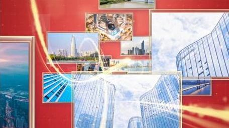 党政图片汇聚成LOGO片头AE模板