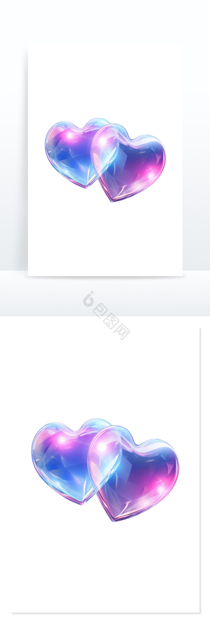 两颗爱心爱情心形免抠