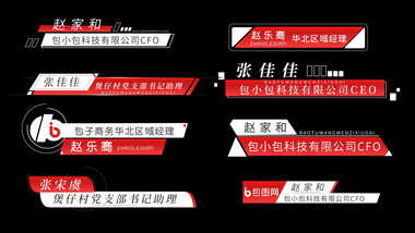 党政简约人名条字幕花字AE模板