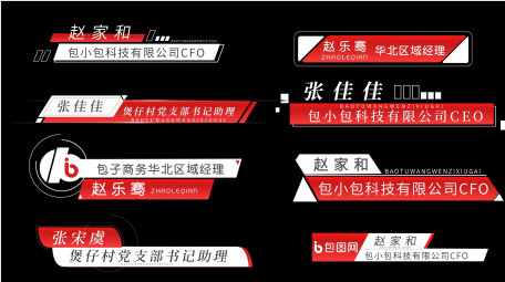 党政简约人名条字幕花字AE模板