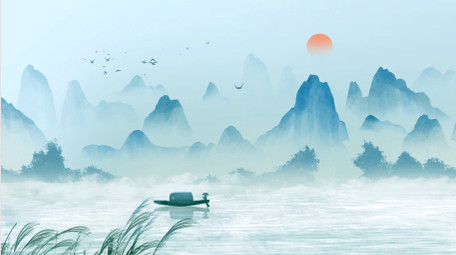 国风水墨山水意境背景视频
