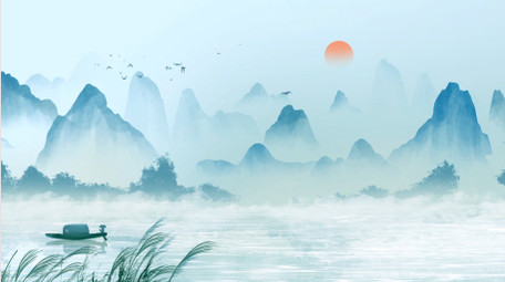 国风水墨山水意境背景视频