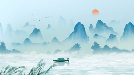 国风水墨山水意境背景视频