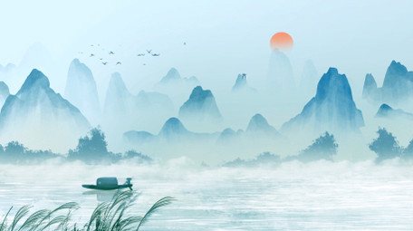 国风水墨山水意境背景视频