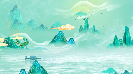 国潮水墨山水舞台演出背景视频