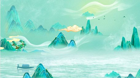 国潮水墨山水舞台演出背景视频