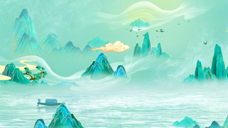 国潮水墨山水舞台演出背景视频