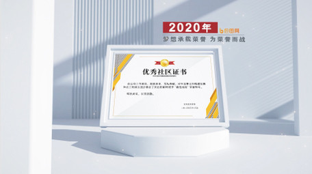 简洁干净光影专利荣誉证书<strong>图文</strong>展示AE模板