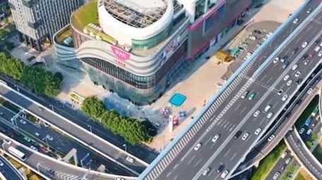 城市经济发展交通车流4K航拍