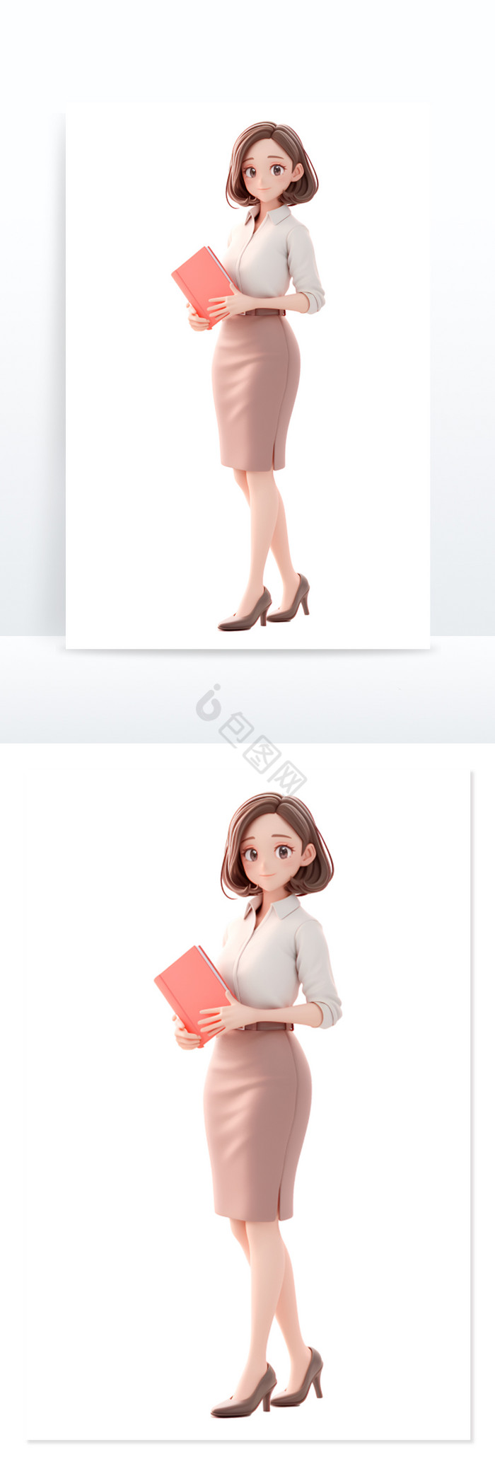 女教师拿着书本3D免抠