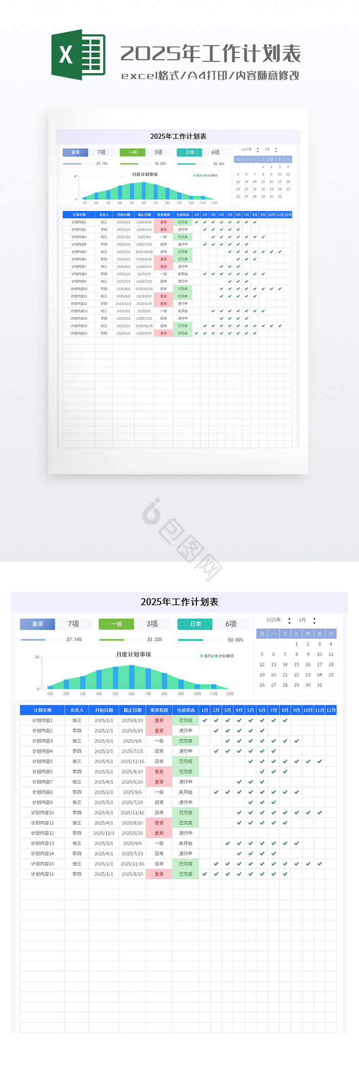 实用2025年工作计划表