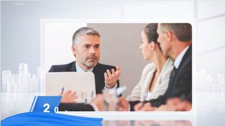 简洁蓝色科技图文展示PR模板