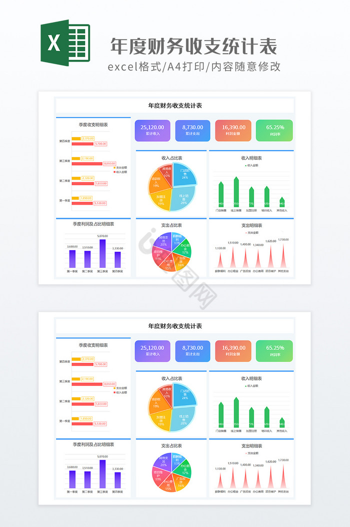 多彩风格年度财务收支统计表