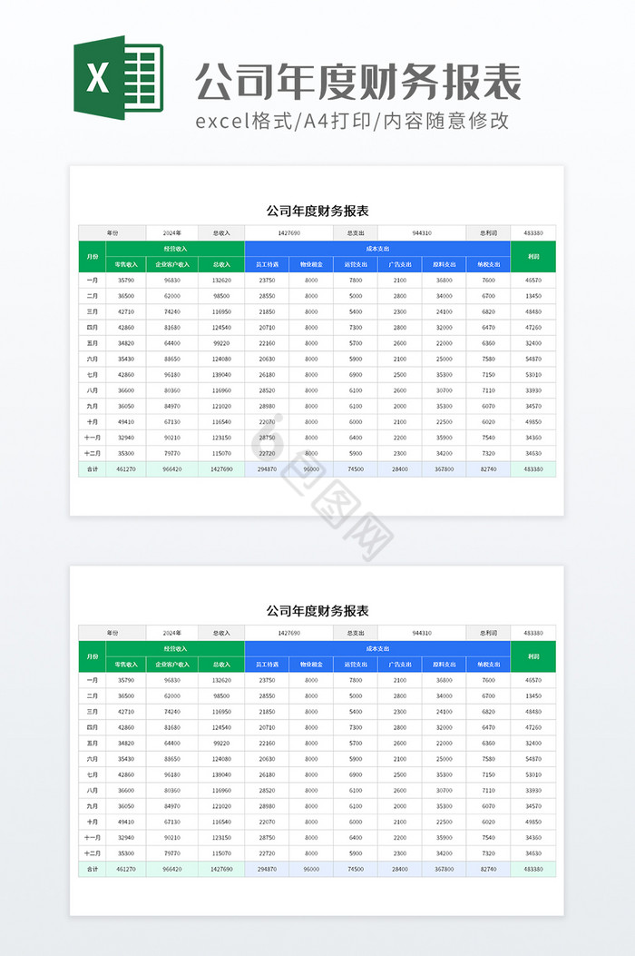 实用风格公司年度财务报表