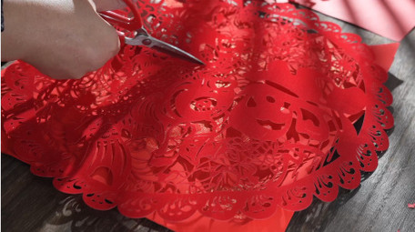 唯美光影中国风剪纸福字实拍