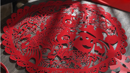 唯美光影中国风剪纸福字实拍