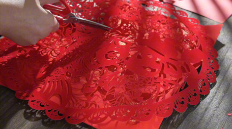 唯美光影中国风剪纸福字实拍