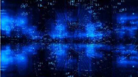 蓝色粒子穿梭数字动画展示背景视频