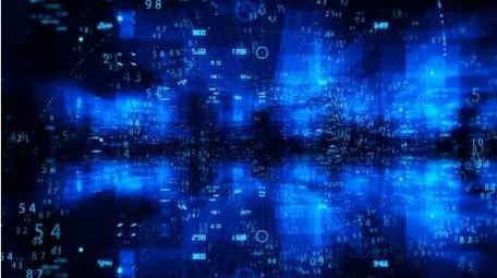 蓝色粒子穿梭数字动画展示背景视频