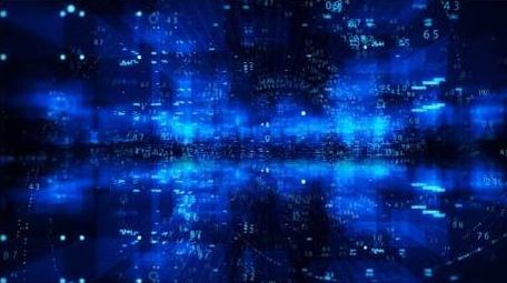 蓝色粒子穿梭数字动画展示背景视频