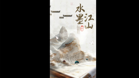 创意中国风水墨江山竖版视频模板