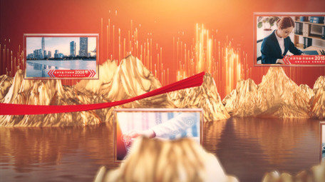 金色三维企业发展大事记图文展示AE模板