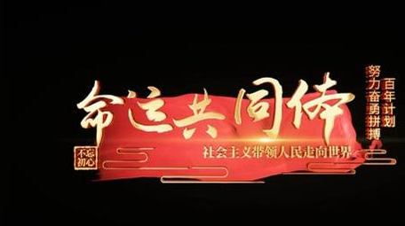 红绸党政角标丝绸动画宣传字幕花字