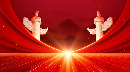 大气恢弘党政红绸粒子背景视频