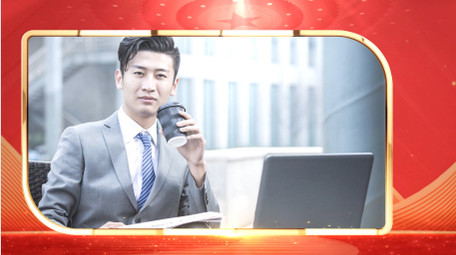 红色立体简洁<strong>党政</strong>采访边框背景视频