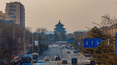 北京地标建筑天坛车流延时实拍