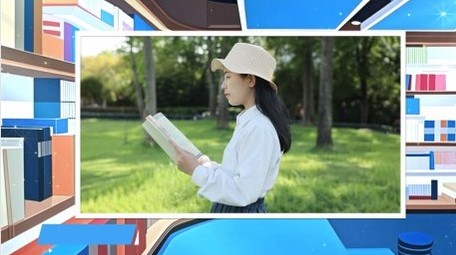 世界读书日新闻采访图文边框背景视频
