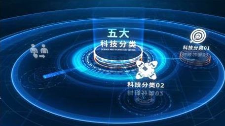 蓝色科技信息分类展示AE模板