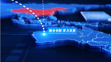 科技立体中国辐射世界地图连线图文AE模板