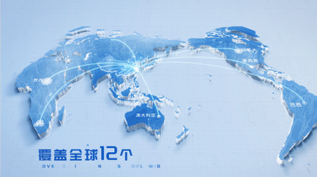 简洁中国地图辐射到世界地图AE模板