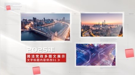 简洁党政多图文展示PR模板