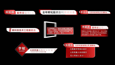 红色简洁字幕条人名条动画字幕花字